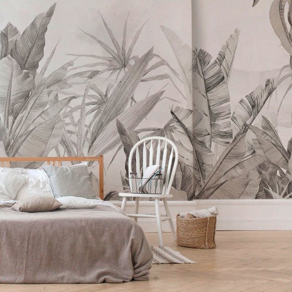 Décoration murale jungle adhésive (321 x 260 cm) Palmiers Noir