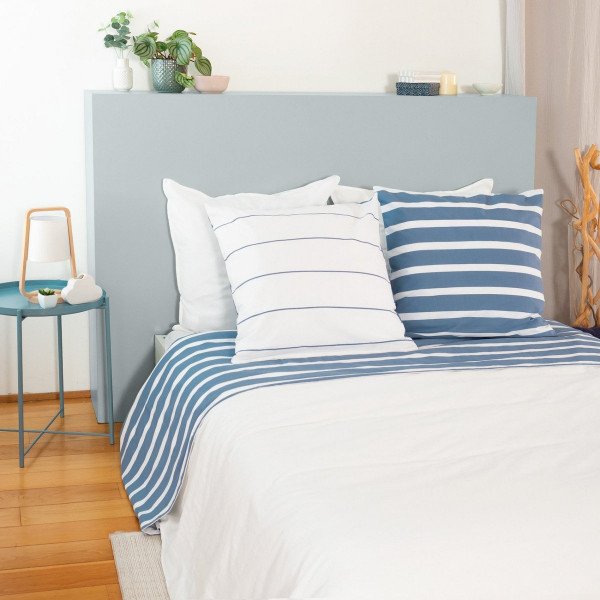 Juego de sábana de algodón (240 x 290 cm) Stripes Azul Marino