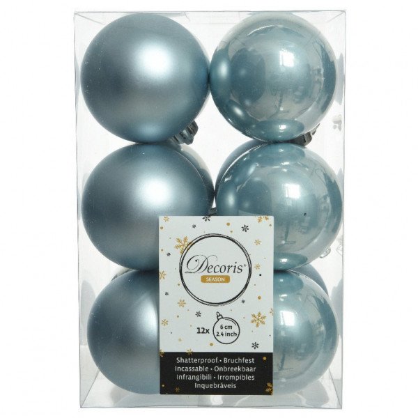 Lot de 12 boules de Noël (D60 mm) Alpine Bleu brumeux