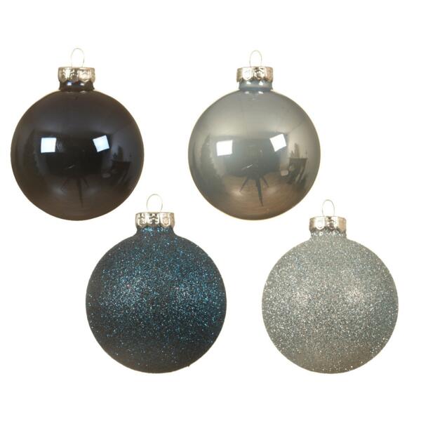 Lote de 42 bolas de Navidad (D70 mm) (D60 mm) (D50 mm) en vidrio Domeona Misty blue/ Azul noche