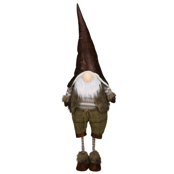 Gnome Géant lumineux et musical  à piles Marron H160 cm