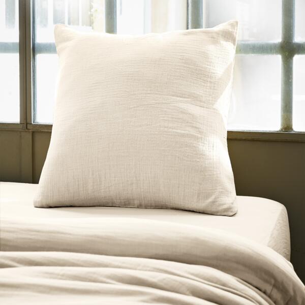Funda para almohada cuadrada en en gasa de algodón (60 cm) Gaïa Beige pampa