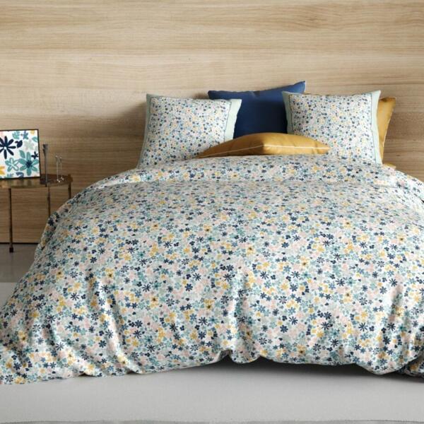 Juego de sábanas en algodón cama 90 cm 3 piezas Mani Azul