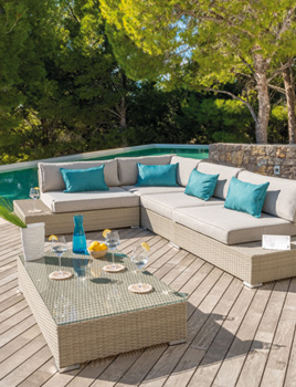 Conjunto de salón jardín Sevilla Topo/Beige mezcilla - 5 plazas