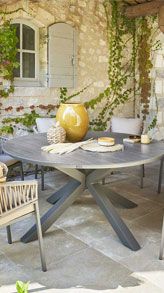 table de jardin cramique effet marbre