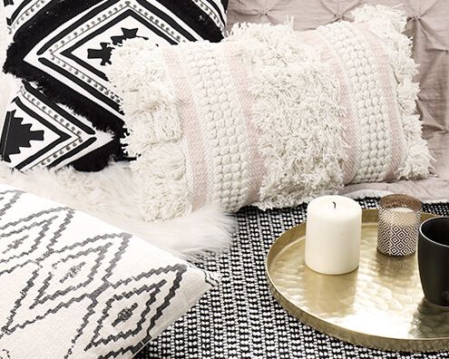 Boho Chic Teppich und Kissen