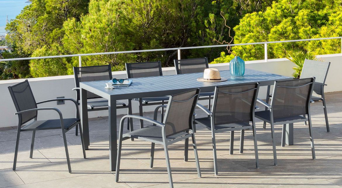 Table de jardin gris anthracite en aluminium - Murano