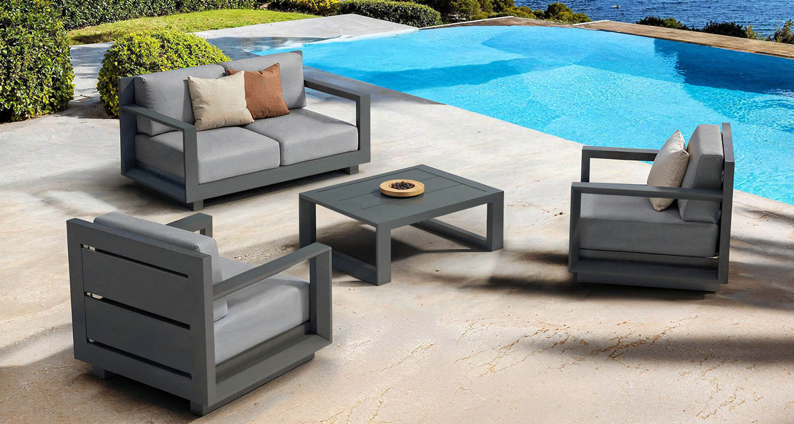 Aluminium loungeset wit - Elba