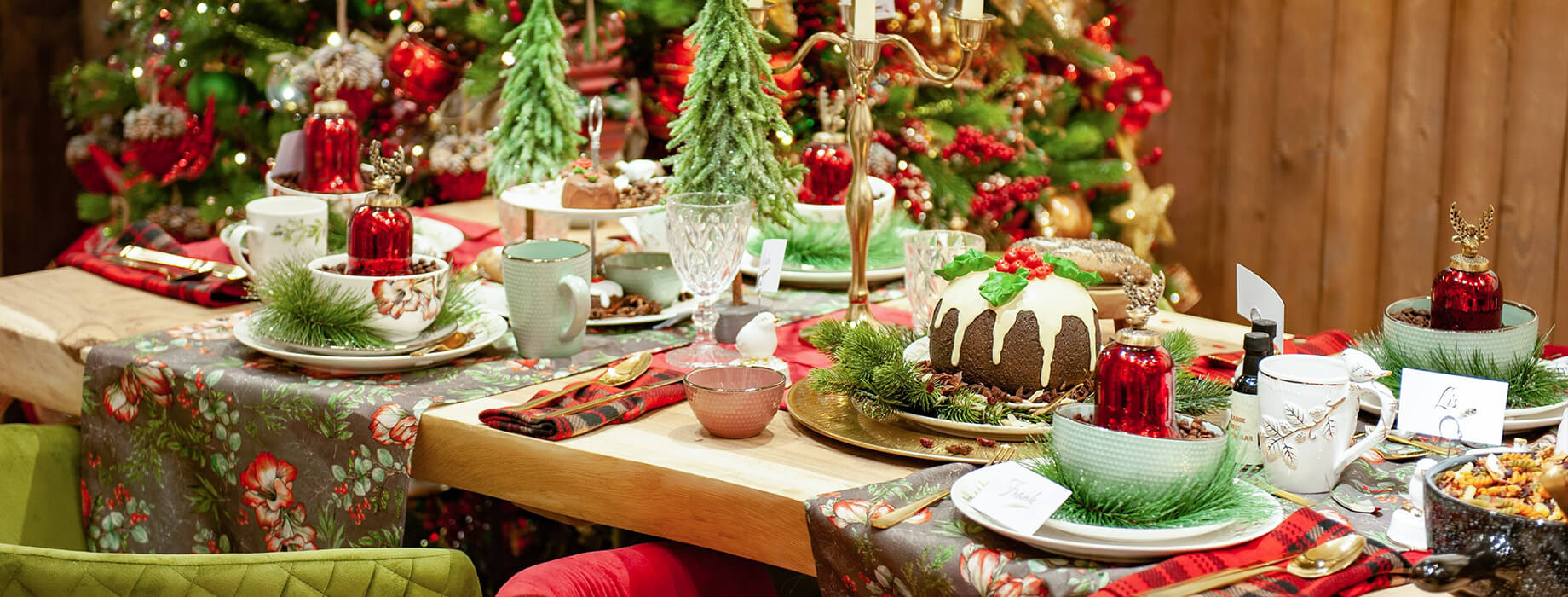 decorazione da tavolo di Natale rosso e dorato
