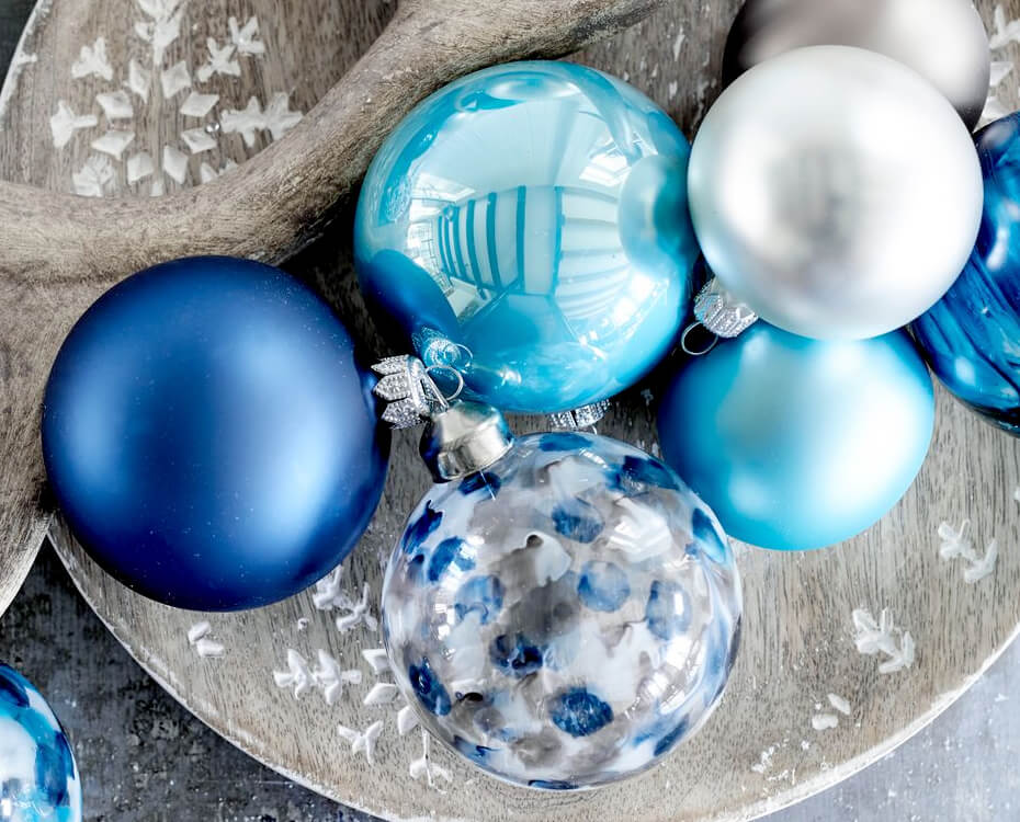 Blauwe kerstballen