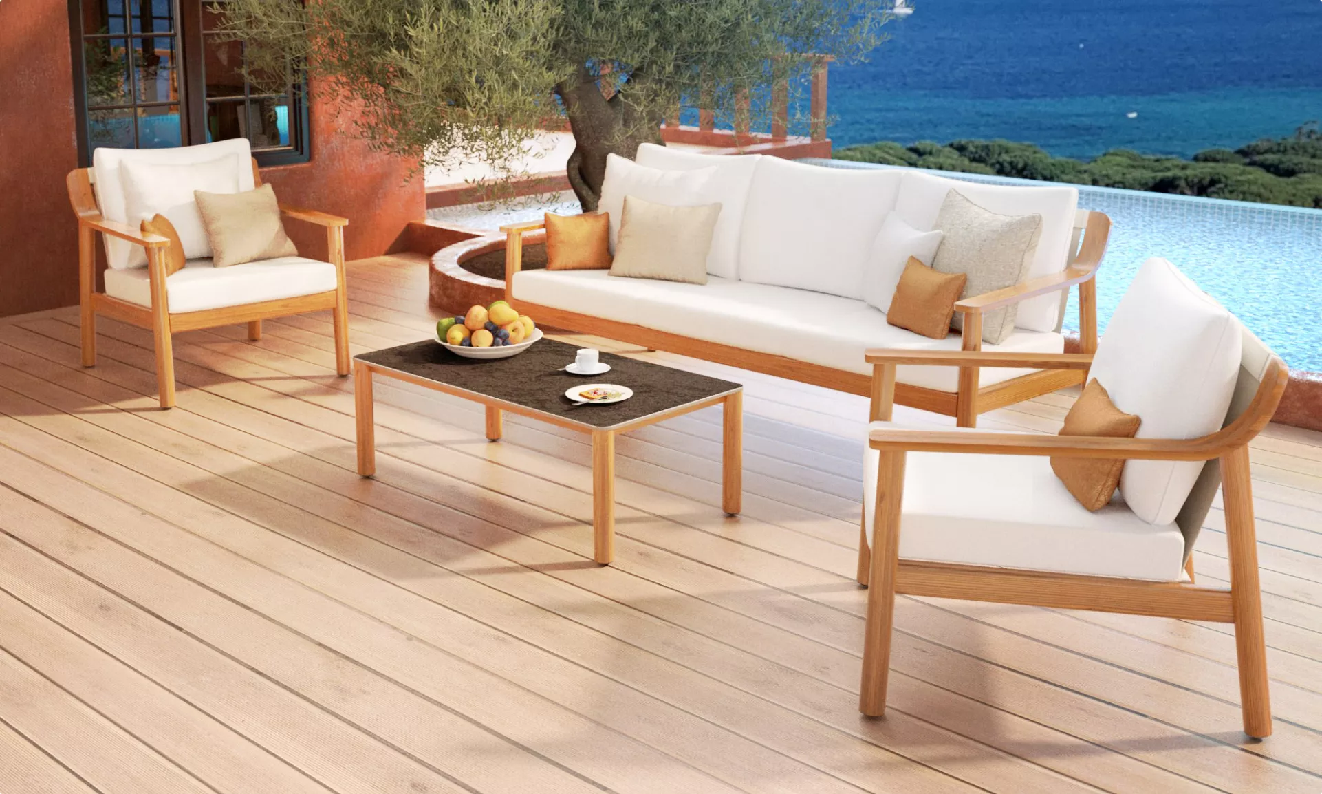 salon de jardin 5 places en bois