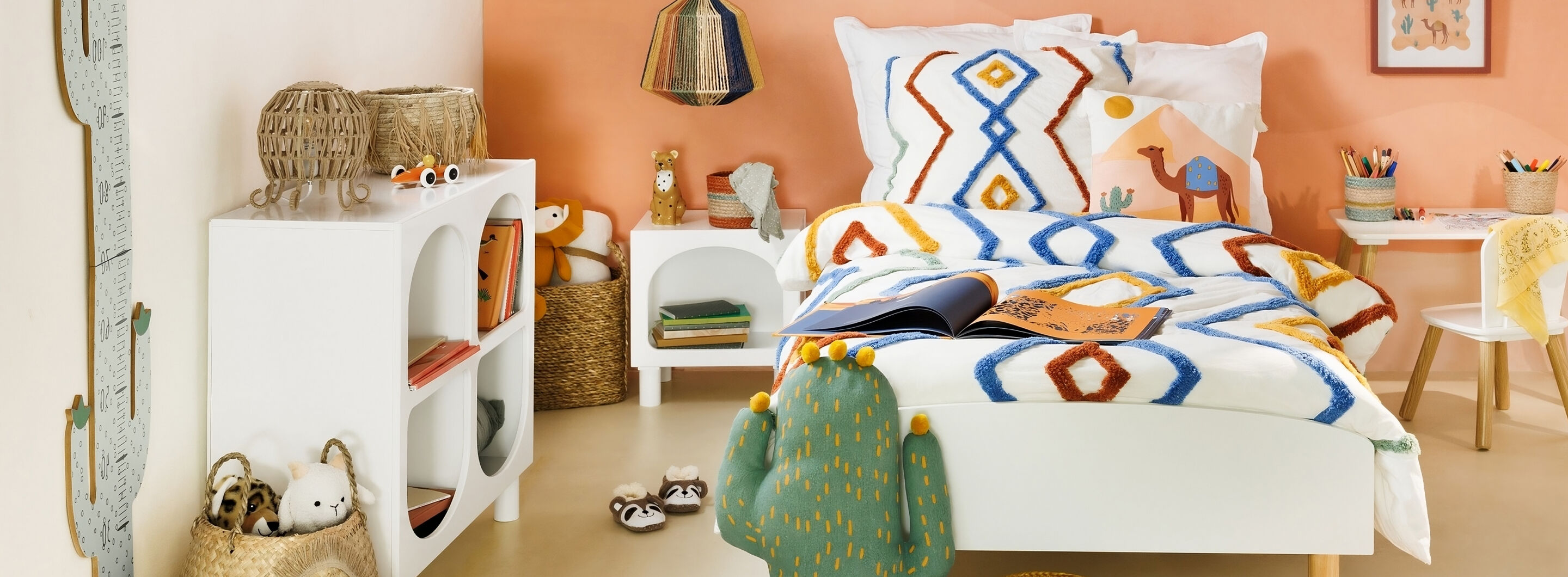 housse de couette enfant motifs géométriques multicolores