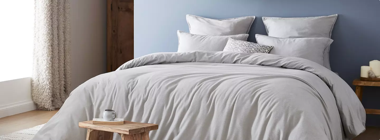 Housse de couette grise en flanelle de coton