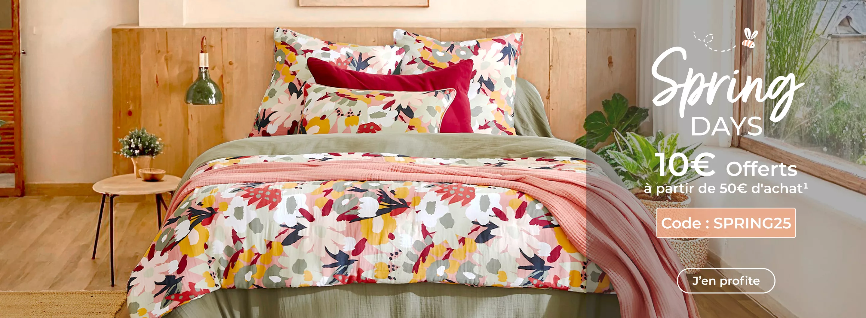 linge de lit en gaze de coton à motifs fleuris