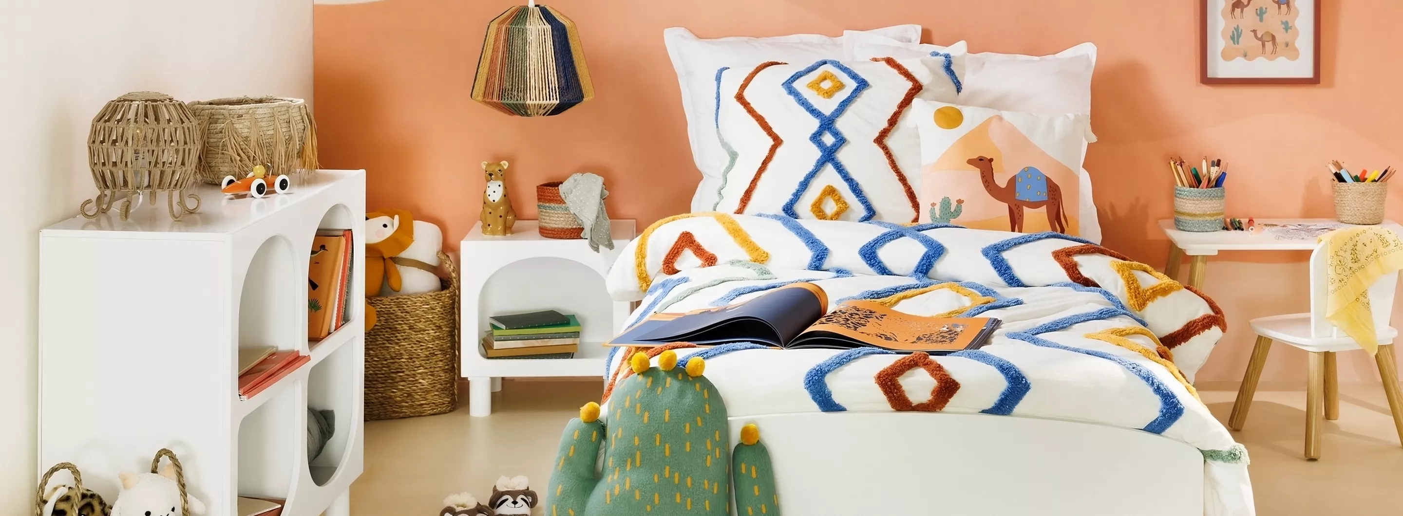 Funda nórdica infantil con motivos étnicos multicolores