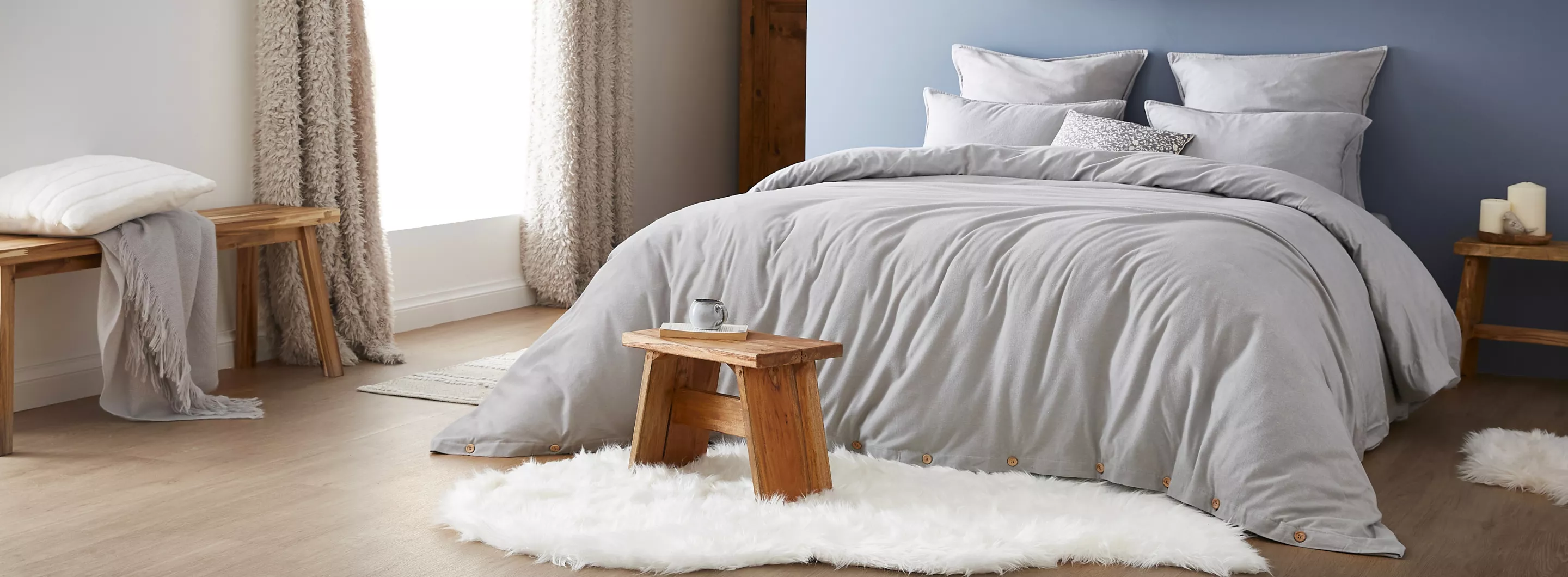 Gråt flannelssengetøj