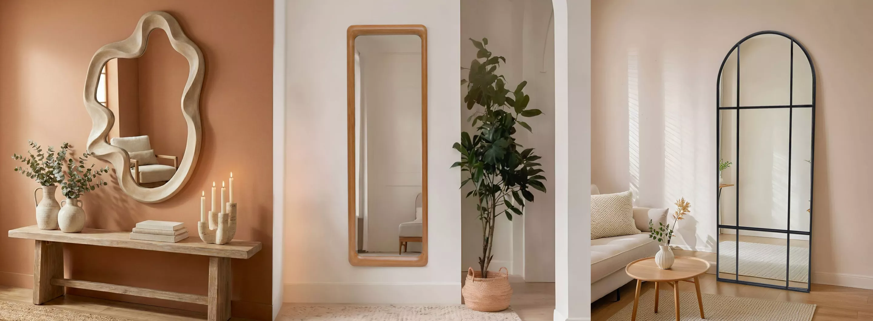 Spiegel aus Holz und Metall