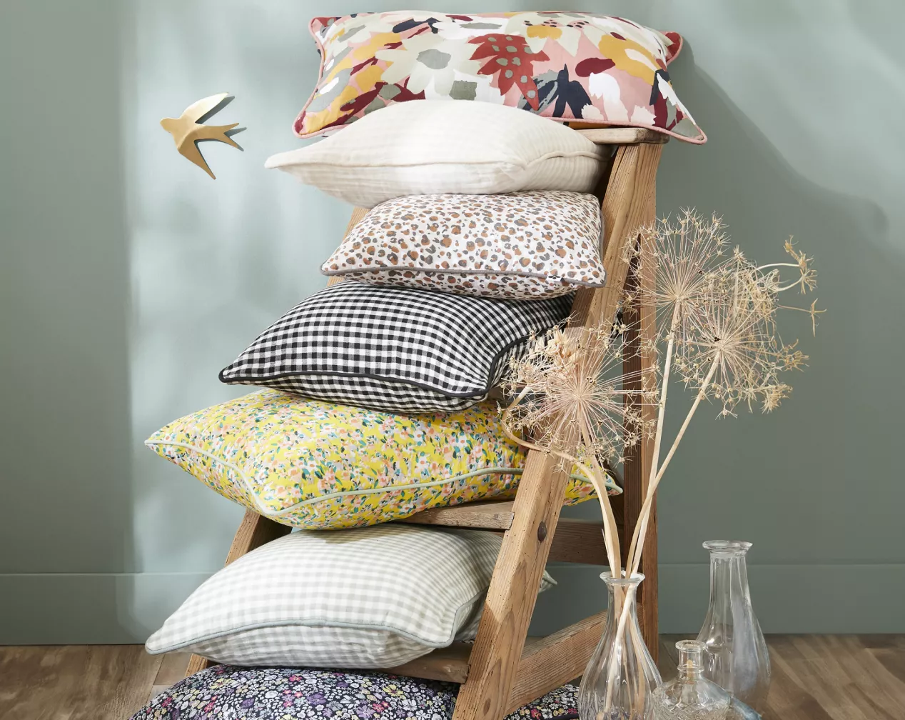 coussins en gaze de coton à motifs