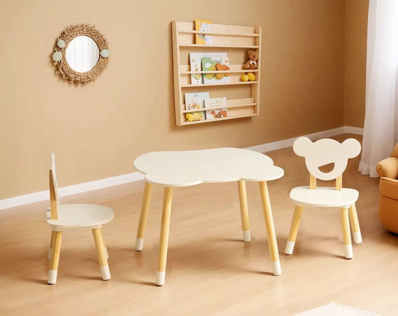 houten tafel en stoelen voor kinderen