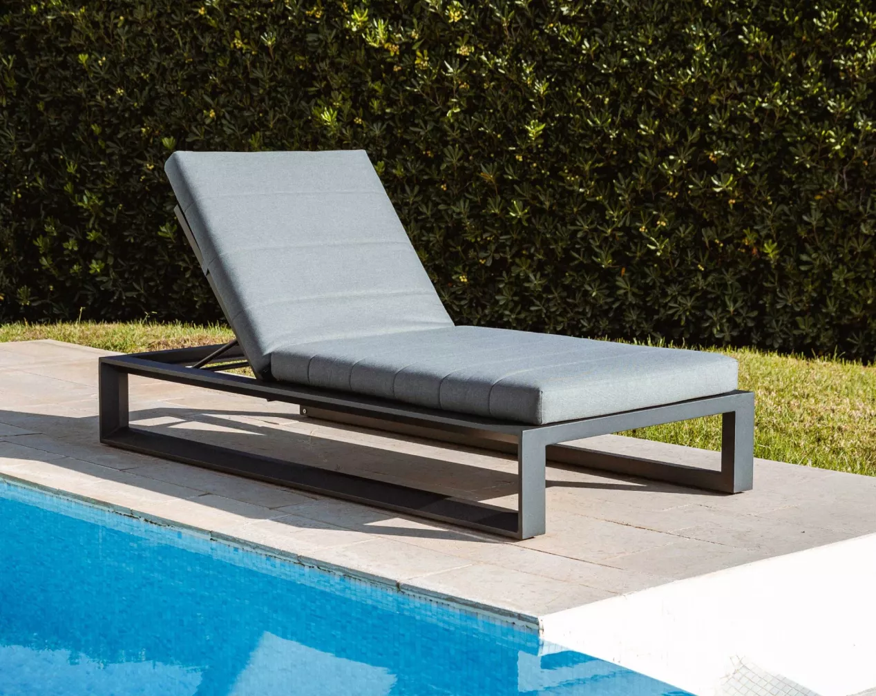 Sonnenliege aus Aluminium Anthrazitgrau