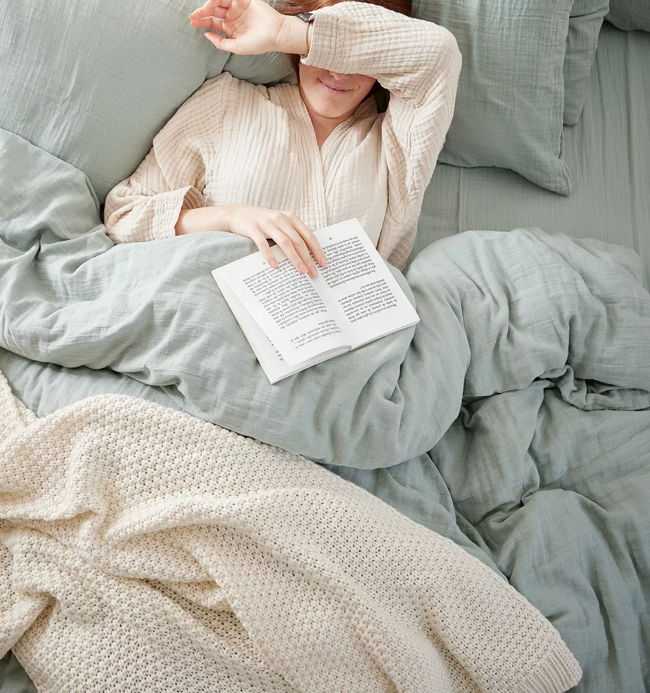 housse de couette en gaze de coton vert eucalyptus