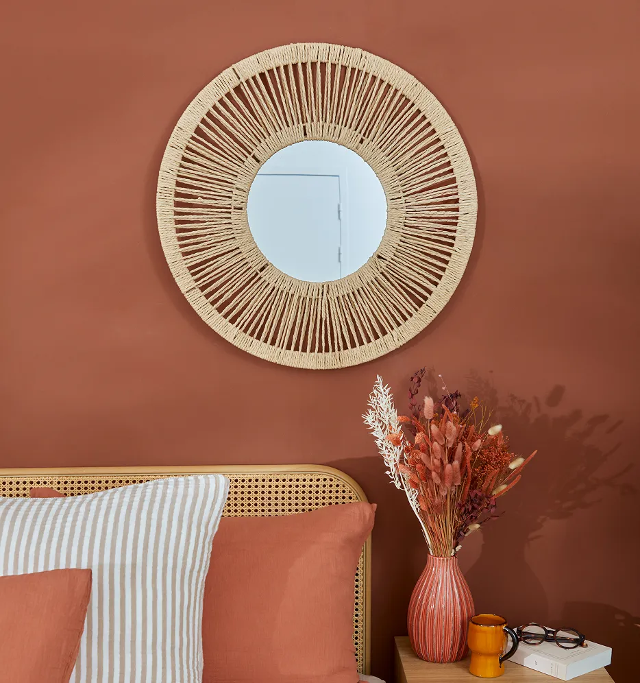 miroir rond en corde