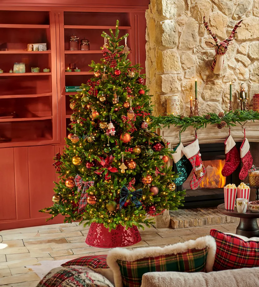 Sapin de noël décorations campagne chic
