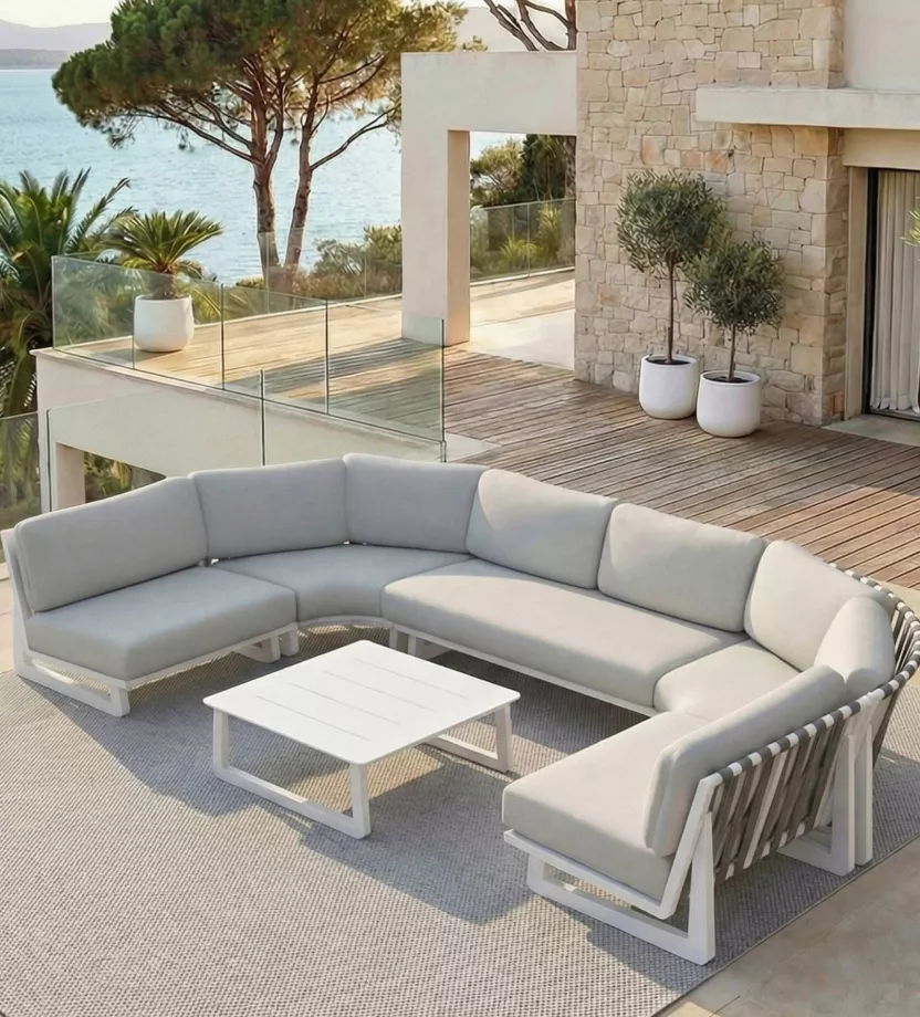 salotto da giardino in resina intrecciata grigio antracite
