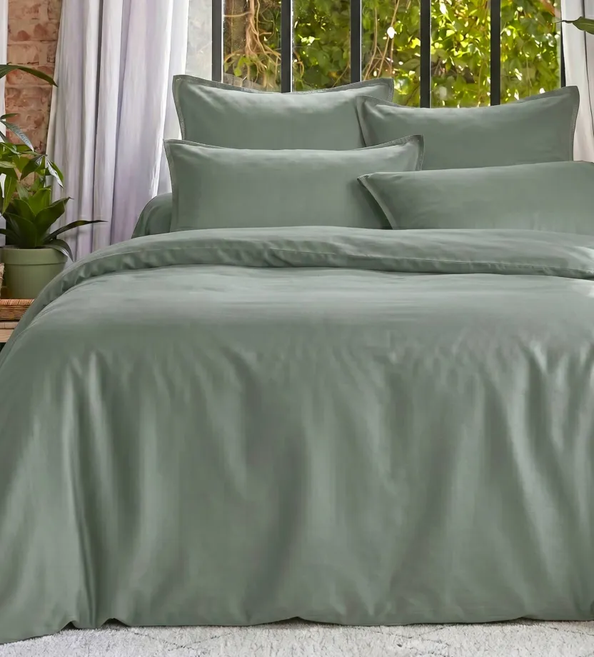 housse de couette unie en lyocell verte