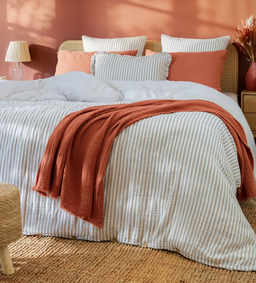 housse de couette en gaze de coton rayures ficelle