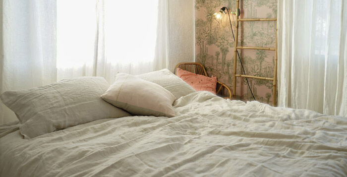 housse de couette beige en lin