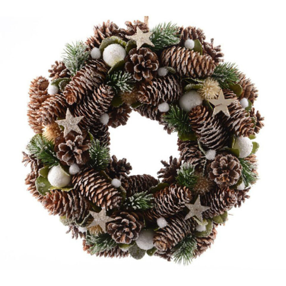 corona di Natale con pigne
