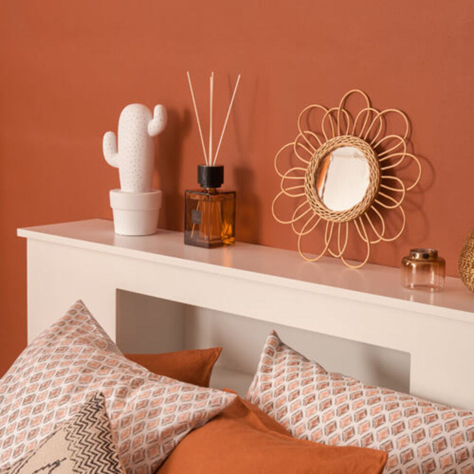 camera da letto colore terracotta