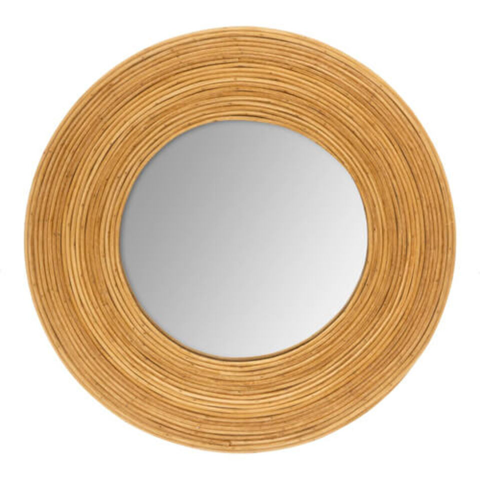 specchio rotondo in rattan