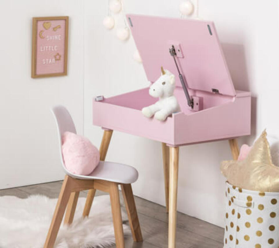 scrivania rosa bambina con cassetto