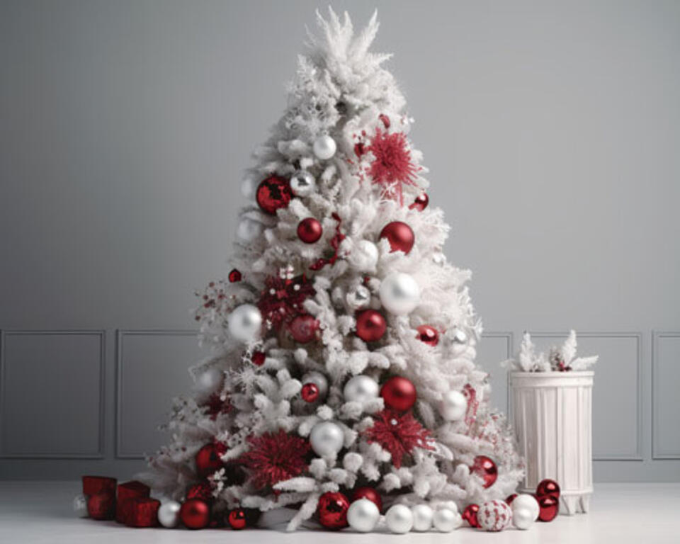 albero di Natale bianco e rosso