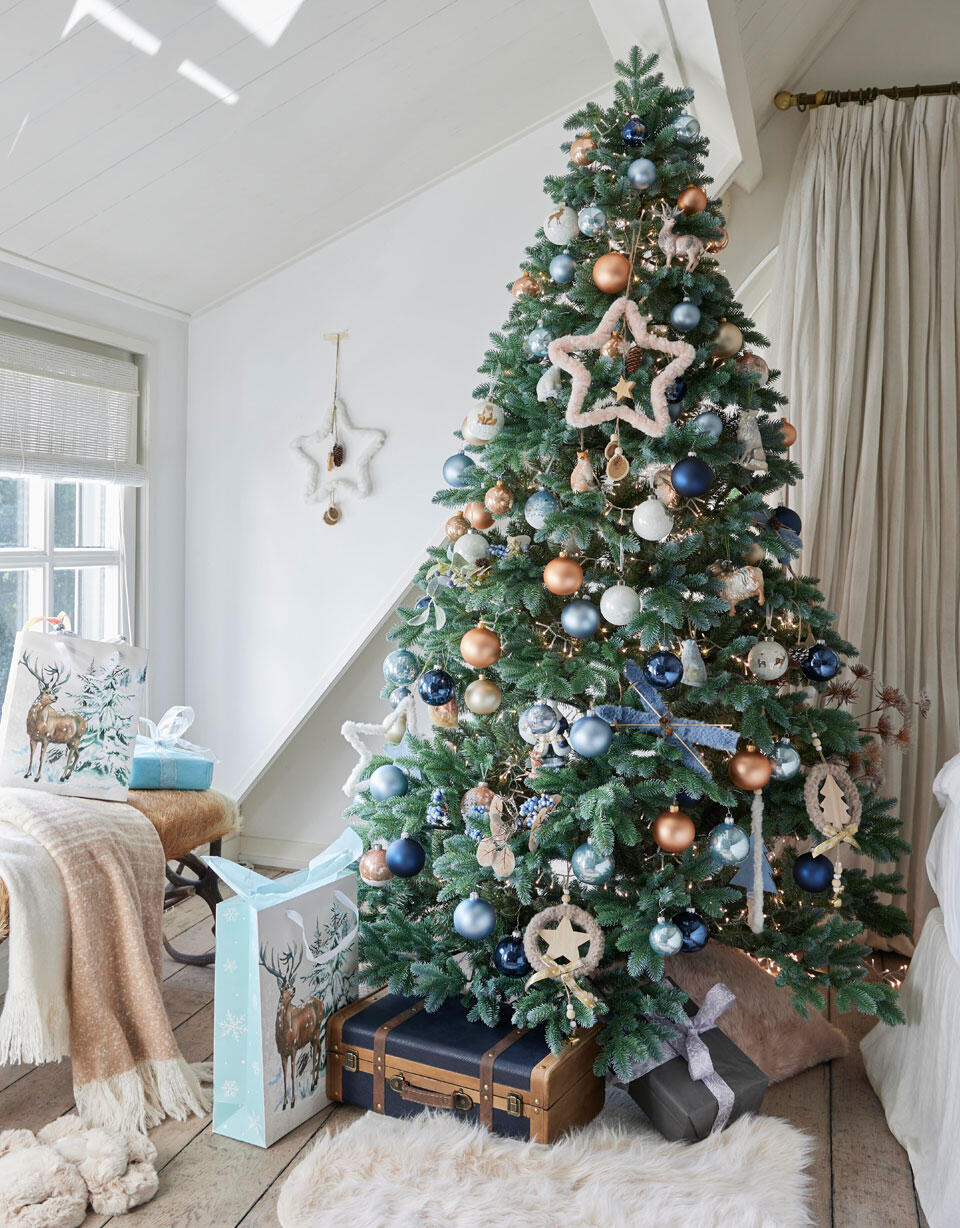 Weihnachtsbaum Deko Set Weihnachtsbaum Bauset 2025 – 888 Teile – Deep Green – Mit Lichterkette & Drehbarer Spitze – Sammlerstück & Deko