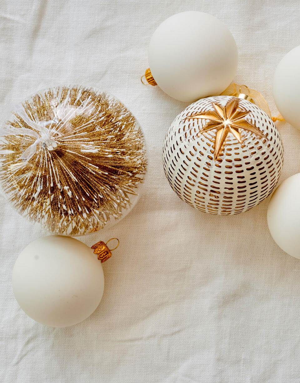 bolas de navidad blancas lana