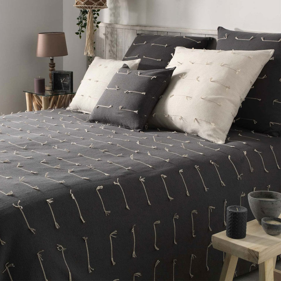 couvre lit gris anthracite