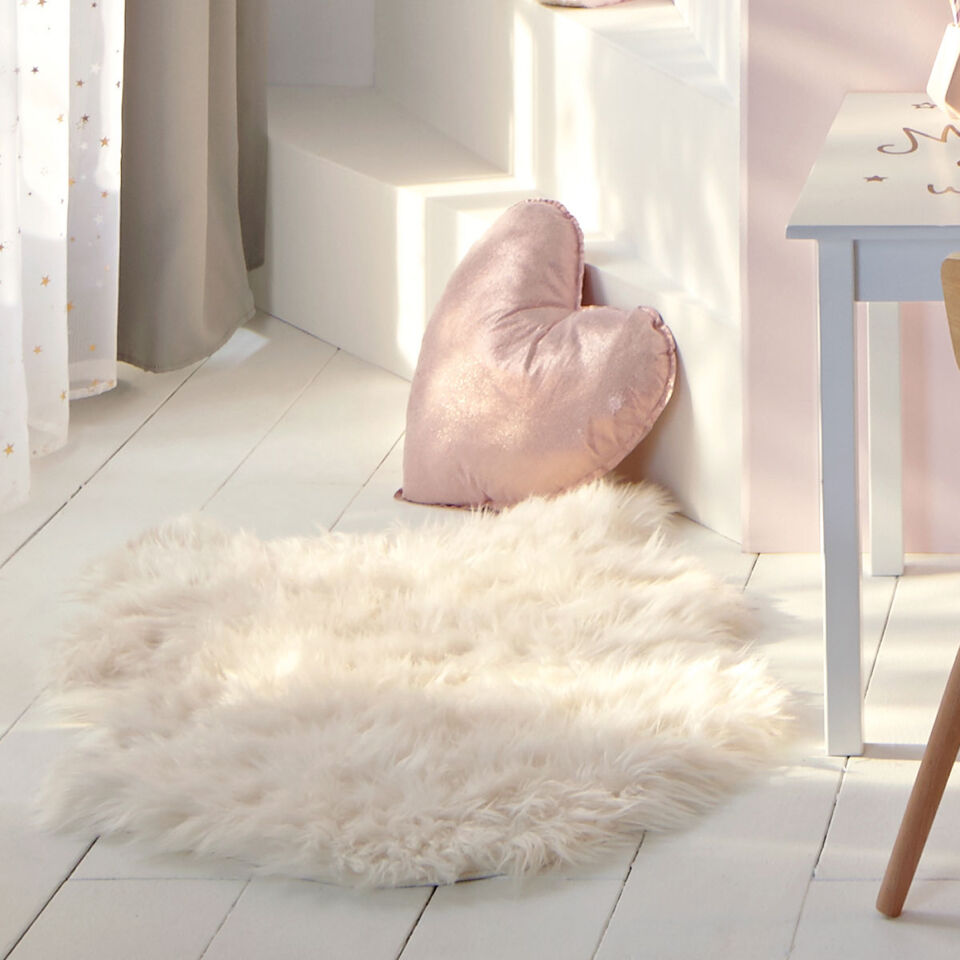 Tapis enfant style peau de mouton blanc