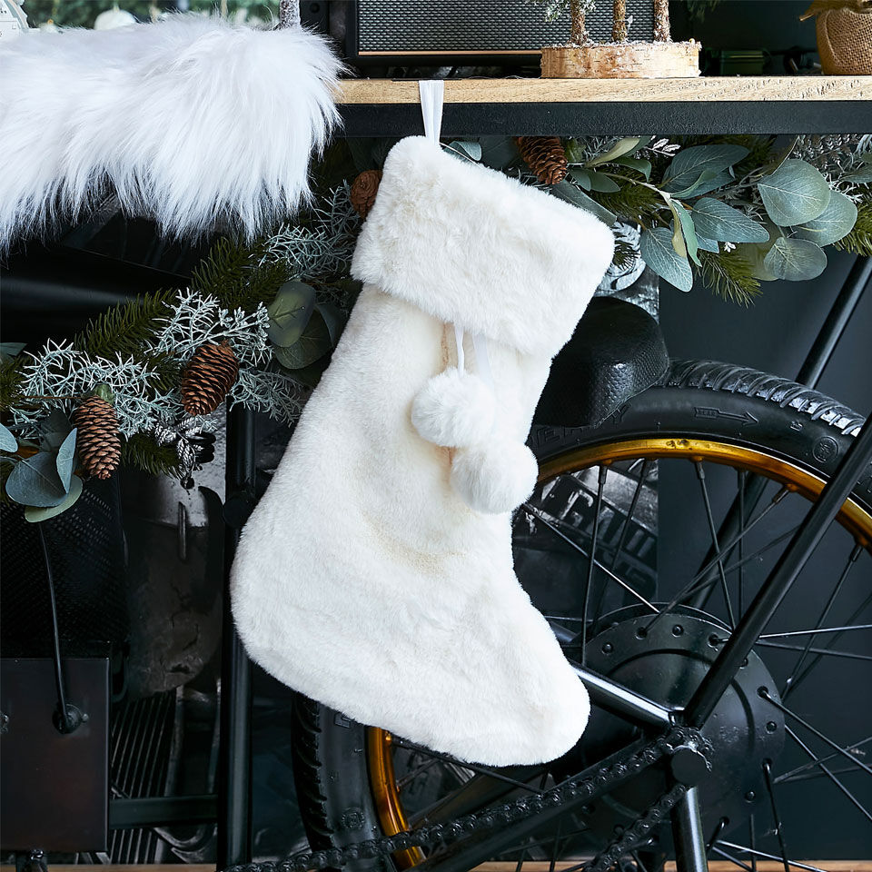 chaussette de noel fausse fourrure