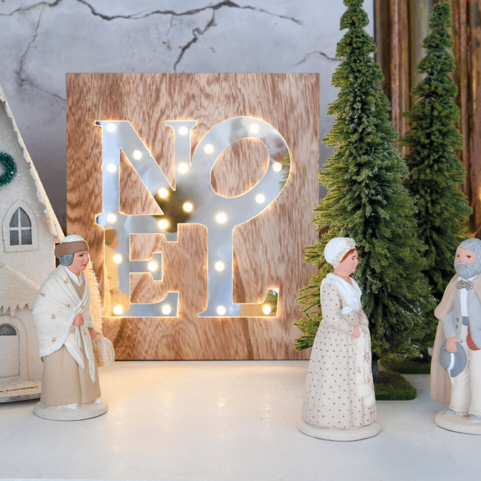 Objet lumineux de noel en bois