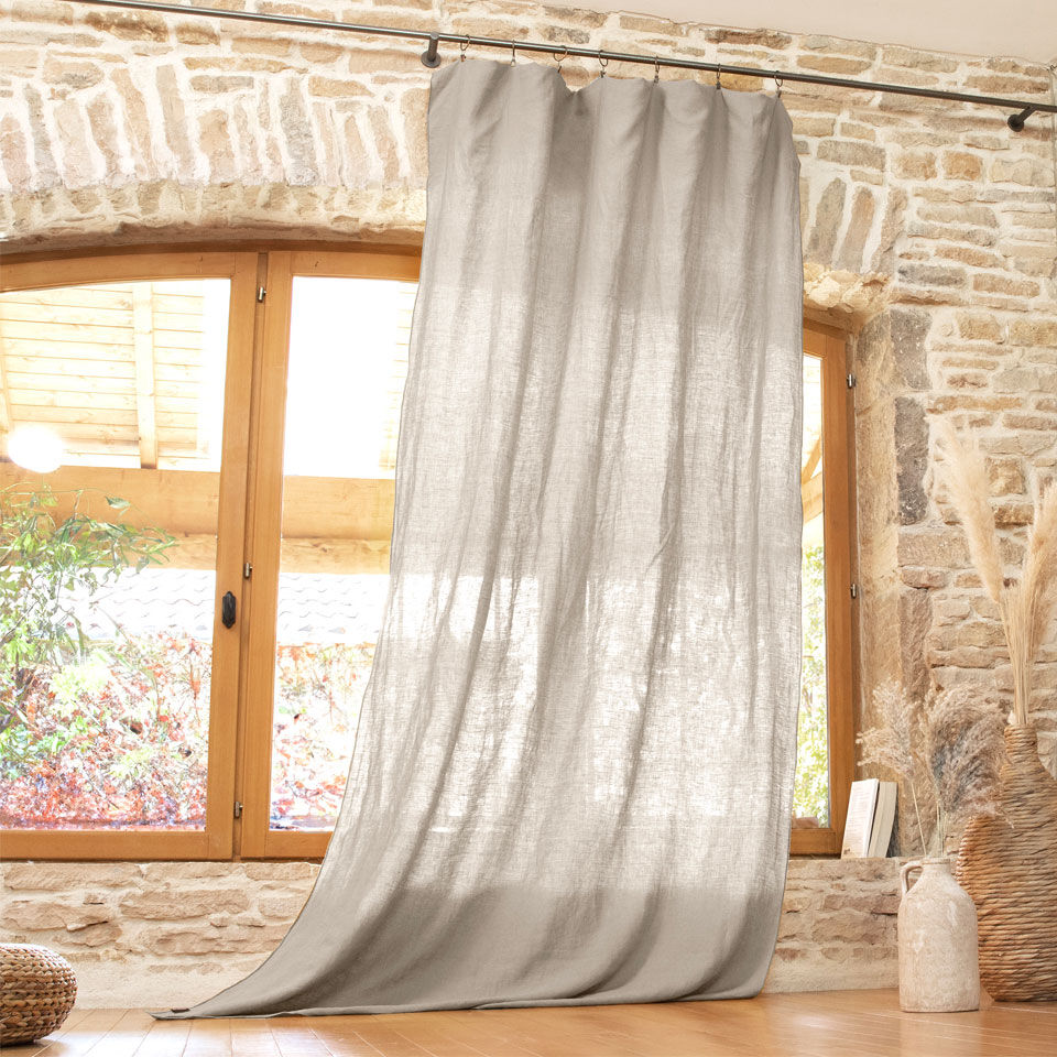 Vorhang mit clip gewaschenes Leinen beige