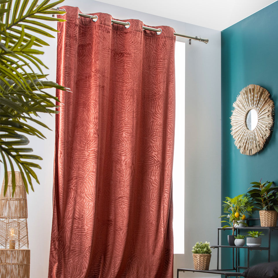 rideau occultant en velours terracotta