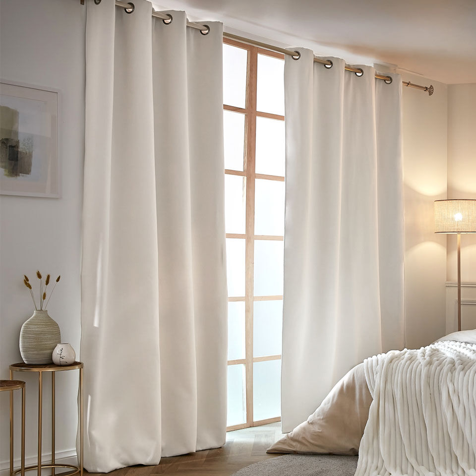 Tenda oscurante termica con fodera in pile beige