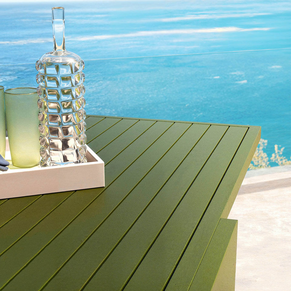 table rectangulaire en aluminum vert olive