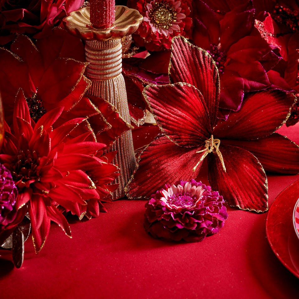 Flores artificiales de Navidad rojas