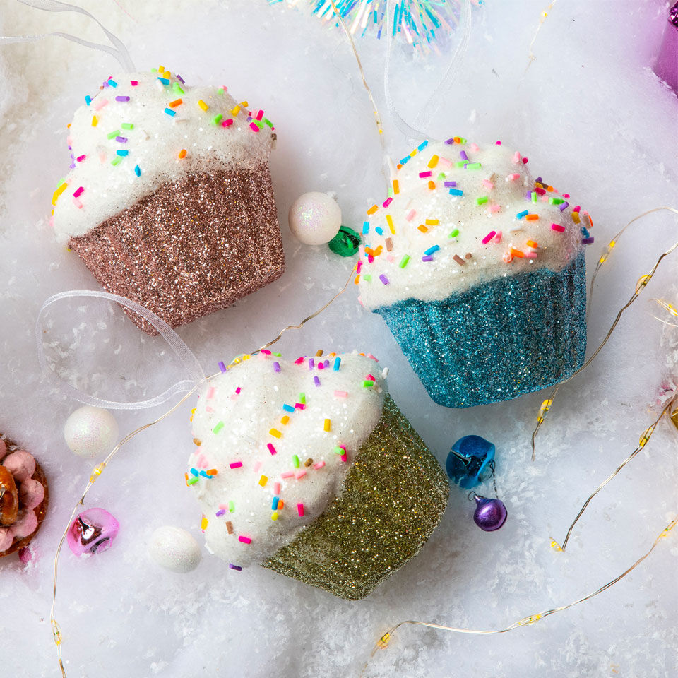 Cupcake sospesi con glitter multicolore