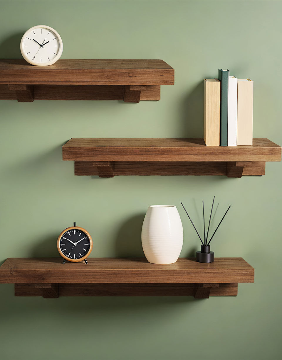 scaffali in legno invecchiato