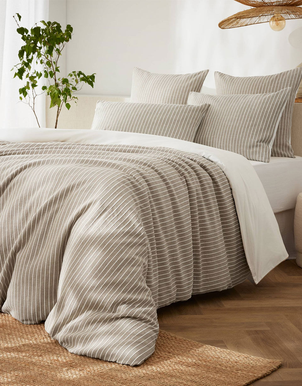 copripiumino testurizzato in percalle di cotone grezzo